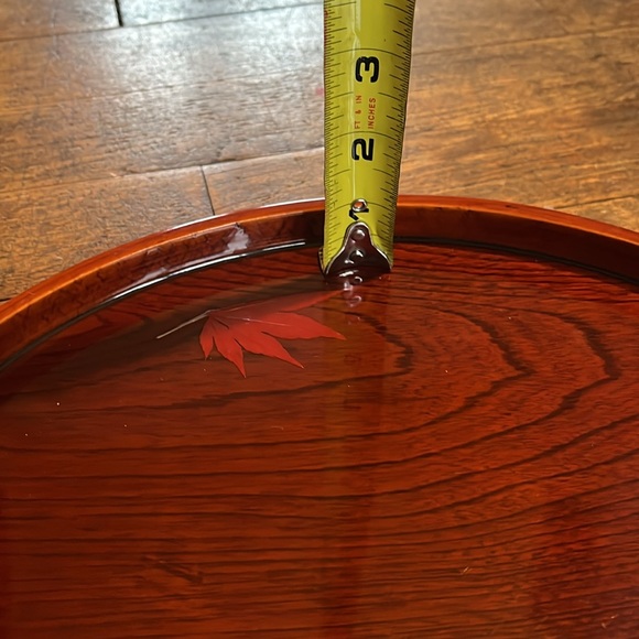 Japaness lacquered round Wood tray - Picture 7 of 7